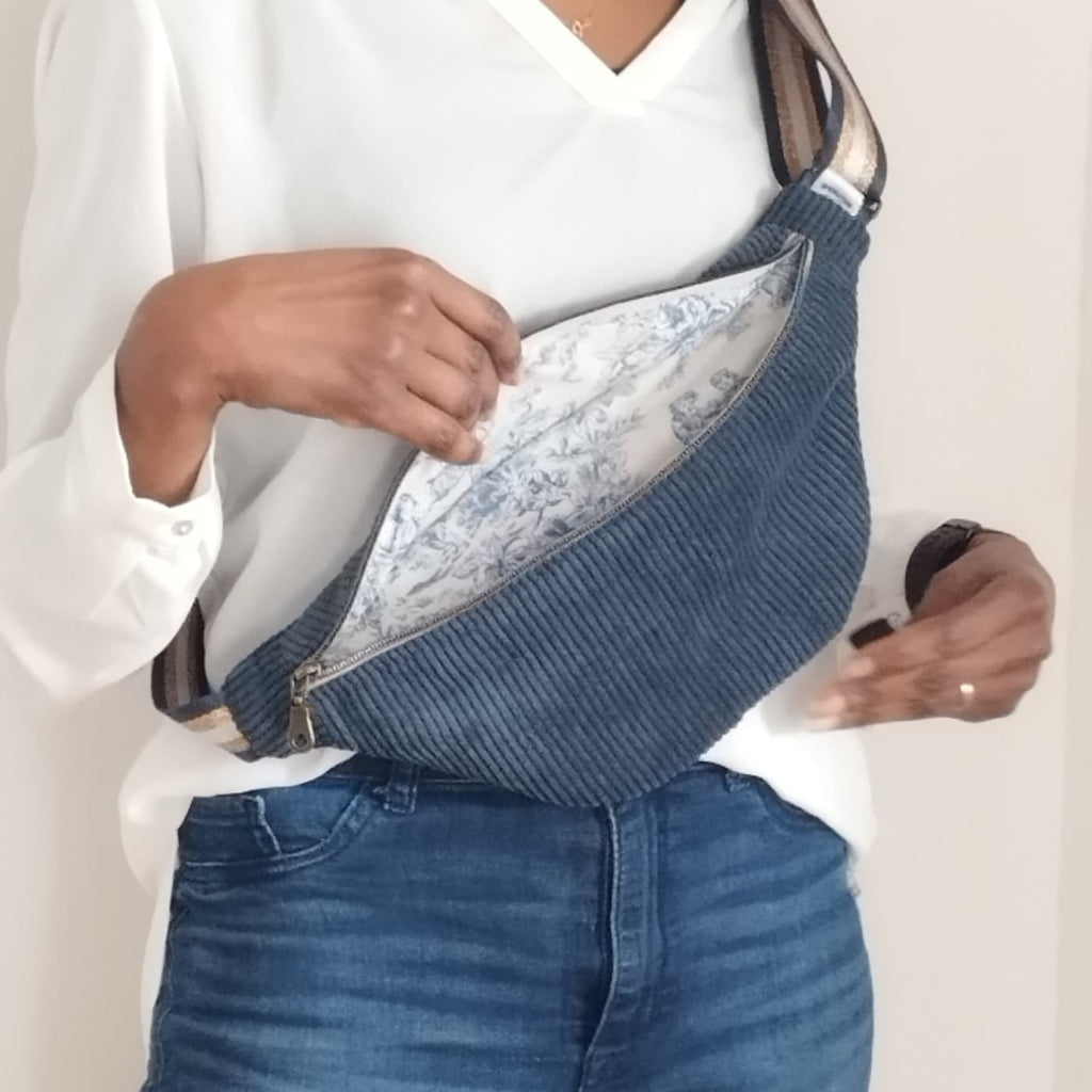 sac banane en velours côtelé personnalisé