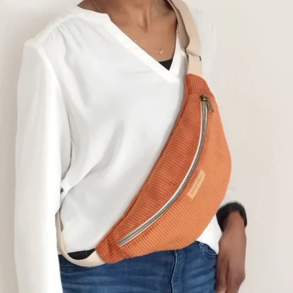 Sac banane en velours côtelé personnalisé, tendance et unique