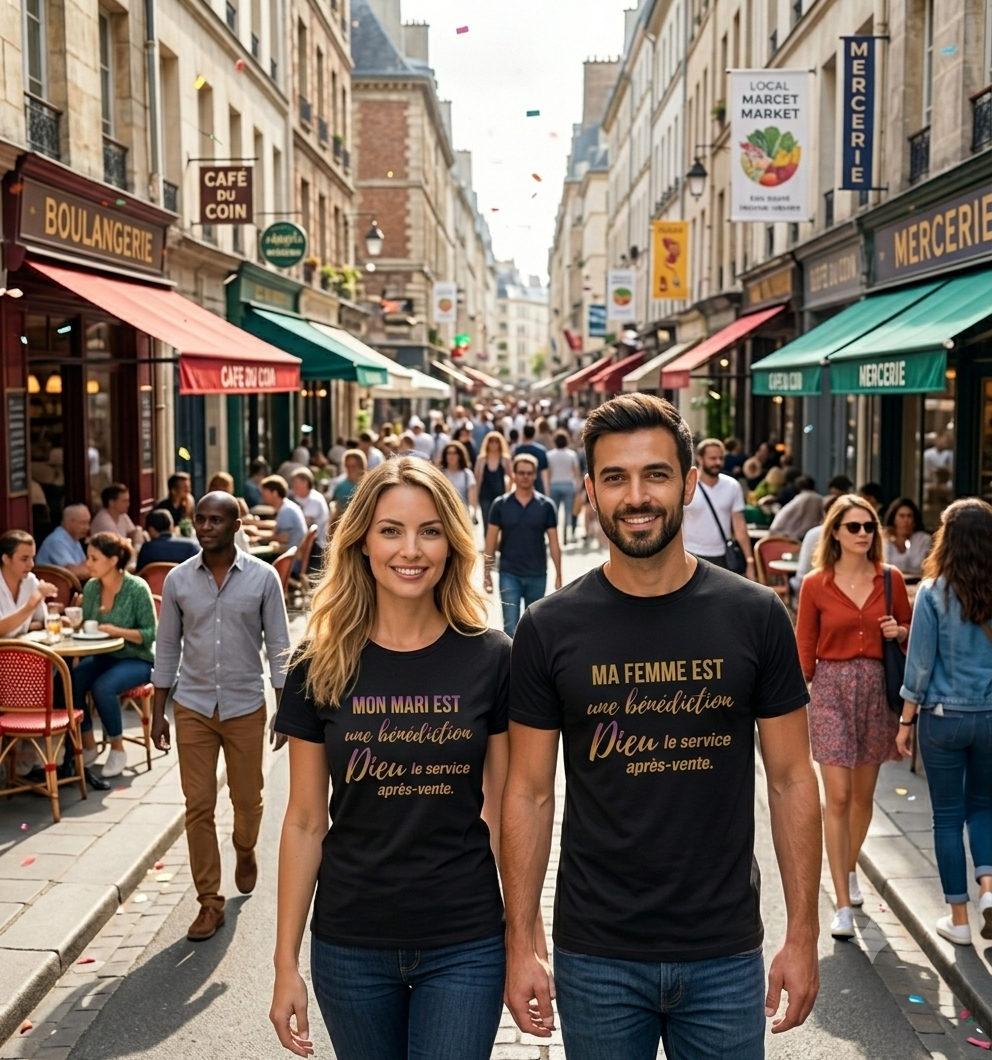 T shirt femme et femme personnalisé avec texte humoristique 