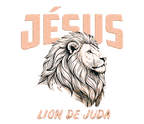 Illustration puissante pour marquage Jôra représentant une tête de lion avec l'inscription Jésus - Lion de Juda en lettres stylisées.