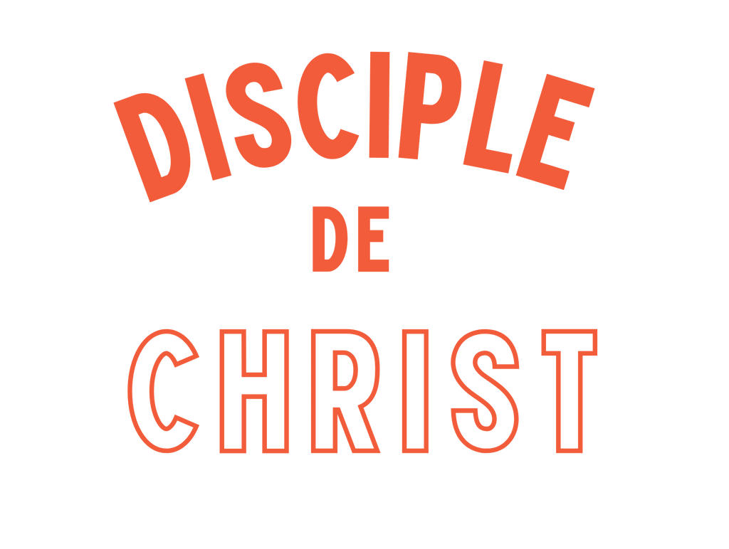 Logo textile Jôra style moderne et épuré avec l'inscription 'Disciple de Christ' en dégradé orange et rouge.