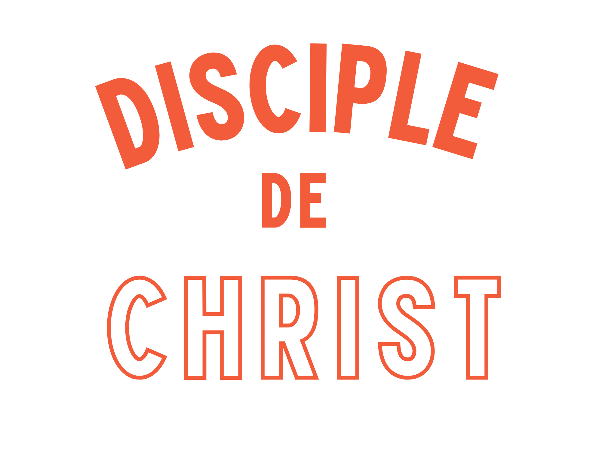 Logo textile Jôra style moderne et épuré avec l'inscription 'Disciple de Christ' en dégradé orange et rouge.